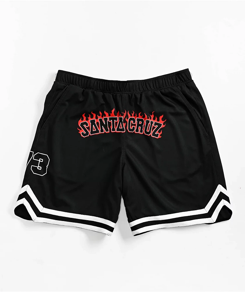 Santa Cruz Flamed Collegiate Black Mesh Shorts