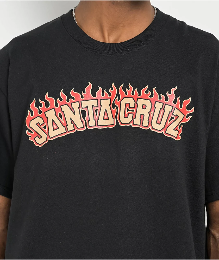 Santa Cruz Flamed Collegiate Black T-Shirt