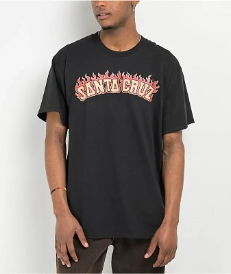 Santa Cruz Flamed Collegiate Black T-Shirt