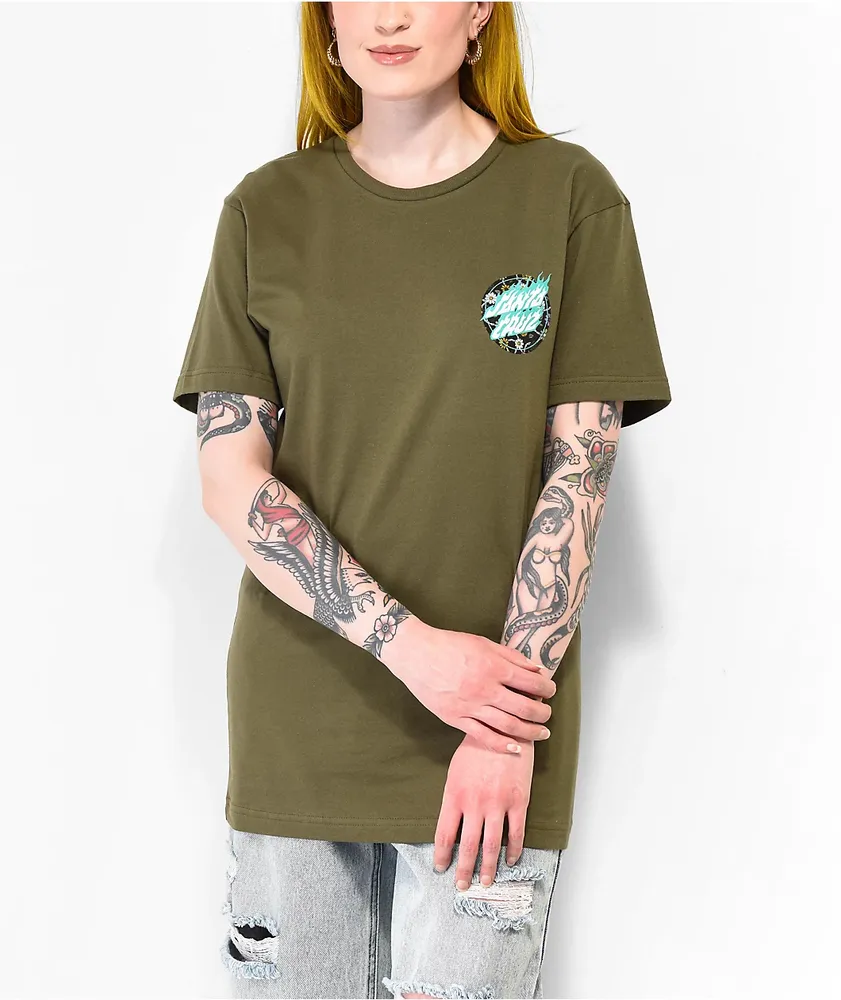 Santa Cruz Floral Flame Dot Green T-Shirt