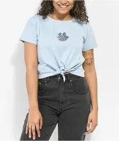 Santa Cruz Joshua Tree Dot Blue Tie Front Crop T-Shirt