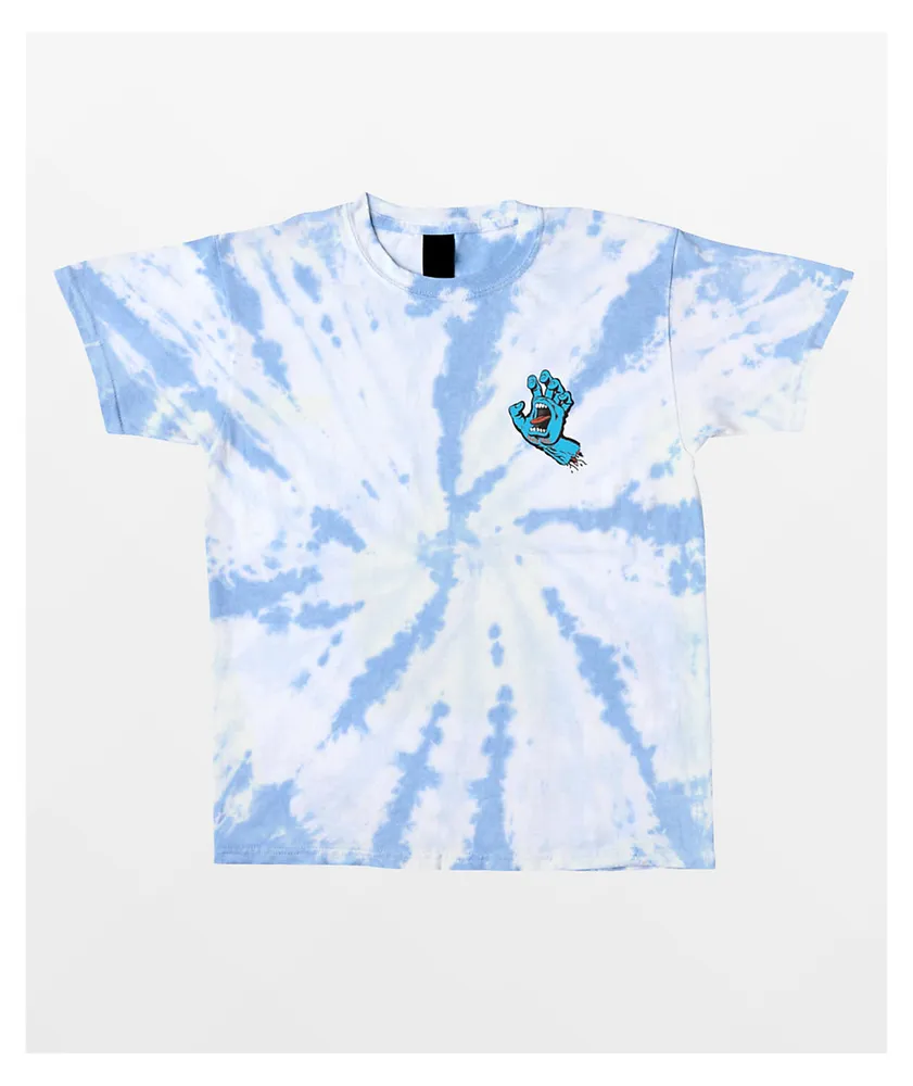 Santa Cruz Kids' Screaming Hand Blue & White Tie Dye T-Shirt