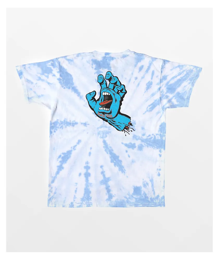 Santa Cruz Kids' Screaming Hand Blue & White Tie Dye T-Shirt