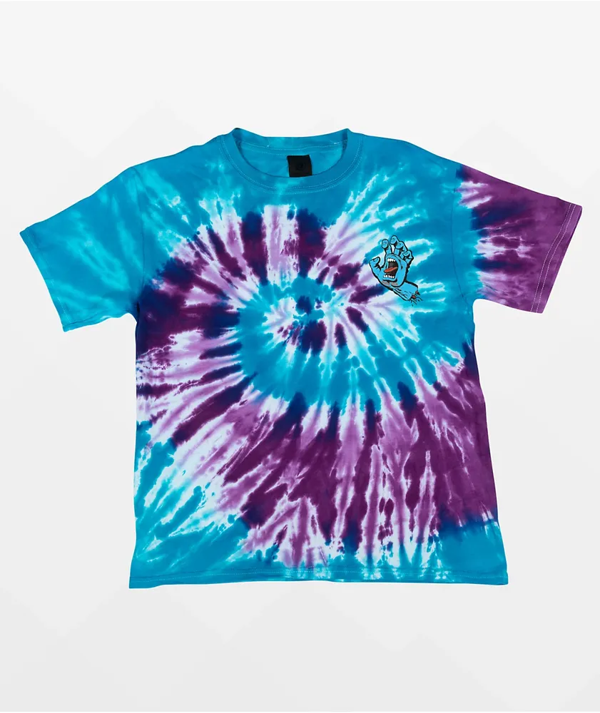 Santa Cruz Kids Screaming Hand Blue & White Tie Dye T-Shirt