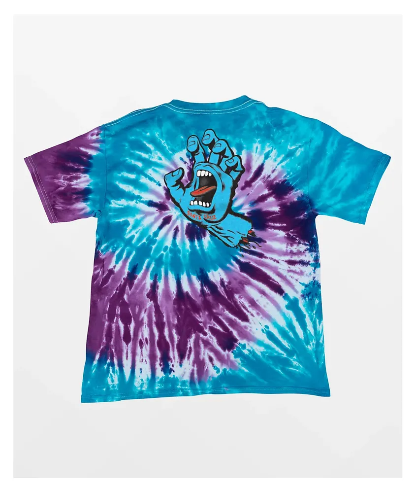 Santa Cruz Kids Screaming Hand Blue & White Tie Dye T-Shirt