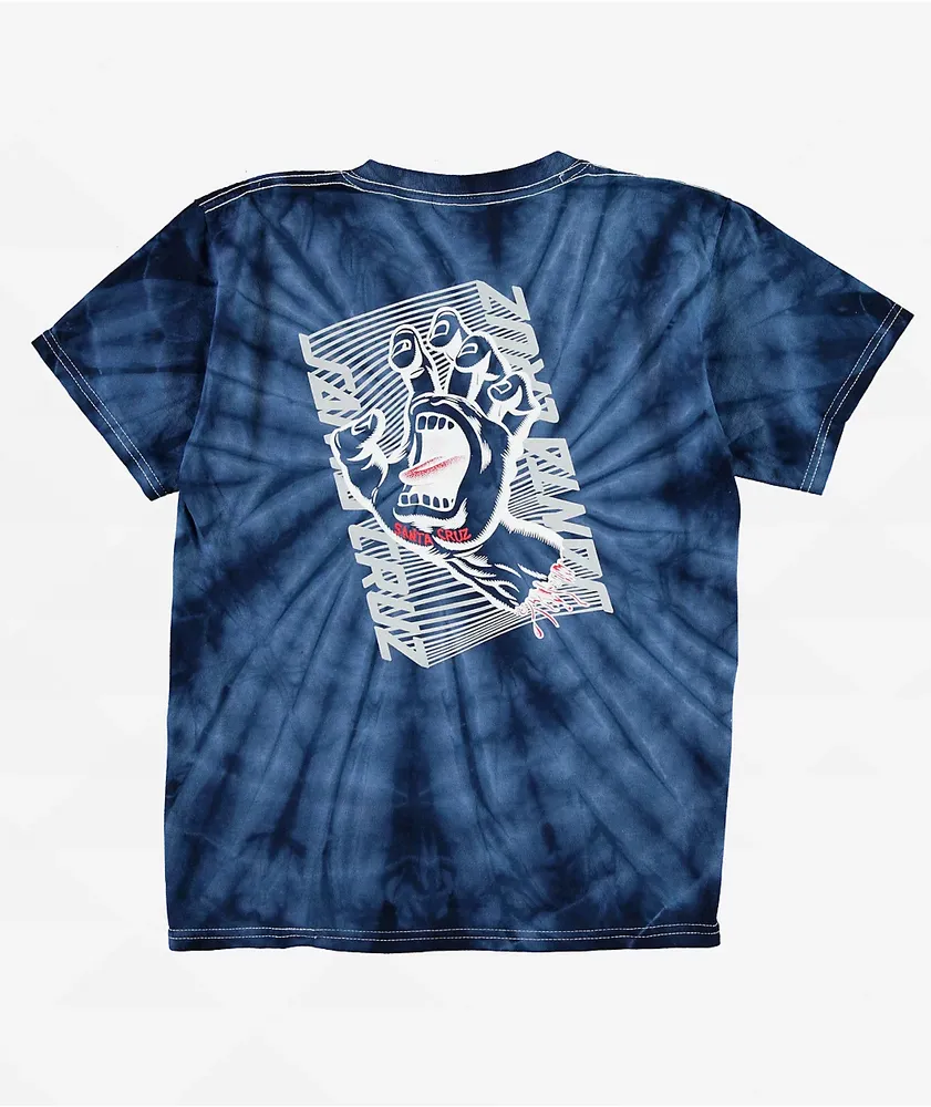 Santa Cruz Kids Split Strip Hand Spider Navy Tie Dye T-Shirt