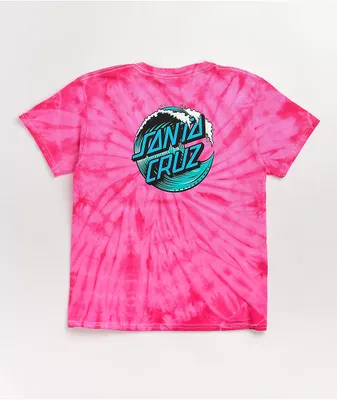Santa Cruz Kids Wave Dot Pink Tie Dye T-Shirt