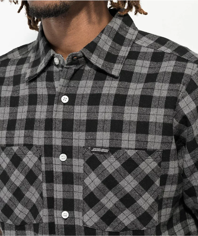 Santa Cruz MFG Club Dot Grey Short Sleeve Flannel Shirt