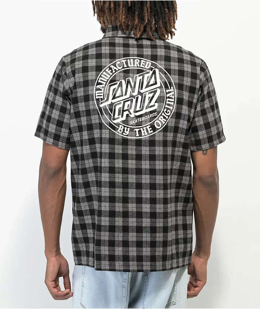 Santa Cruz MFG Club Dot Grey Short Sleeve Flannel Shirt