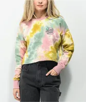 Santa Cruz Nature Dot Tie Dye Crop Crewneck Sweatshirt