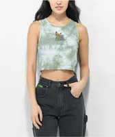 Santa Cruz Not a Dot Butterfly Green Tie Dye Crop Tank Top