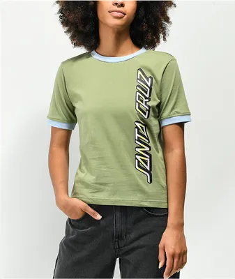 Santa Cruz Obscure Strip Green Ringer T-Shirt