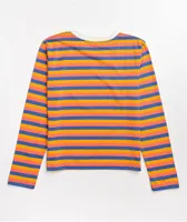 Santa Cruz Other Dot Front Blue, Yellow & Red Stripe Long Sleeve T-Shirt