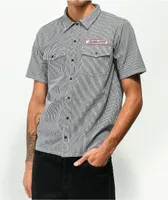 Santa Cruz Outline Black & White Stripe Short Sleeve Button Up Shirt