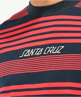 Santa Cruz Outline Red & Navy Stripe Long Sleeve T-Shirt