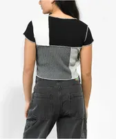 Santa Cruz Patchwork Strip Black & White Crop Top