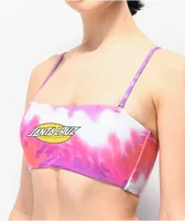 Santa Cruz Pink & Purple Tie Dye Bandeau Bikini Top