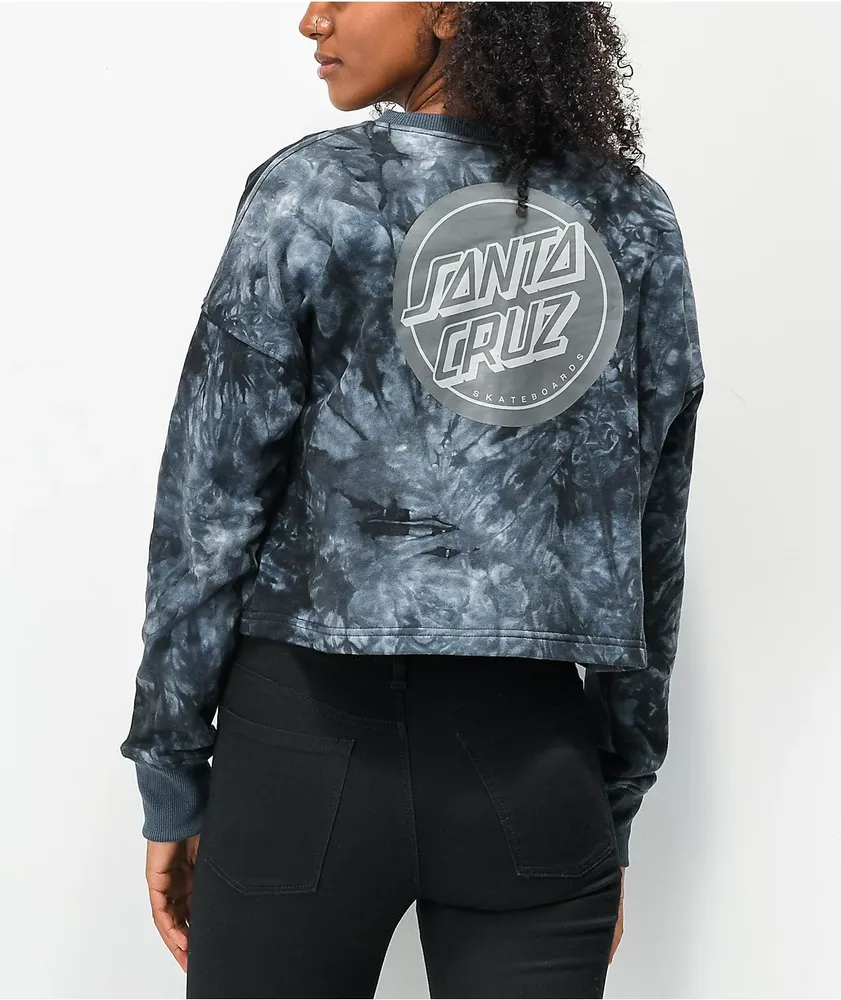 Santa Cruz Reverse Dot Grey Tie Dye Crewneck Sweatshirt