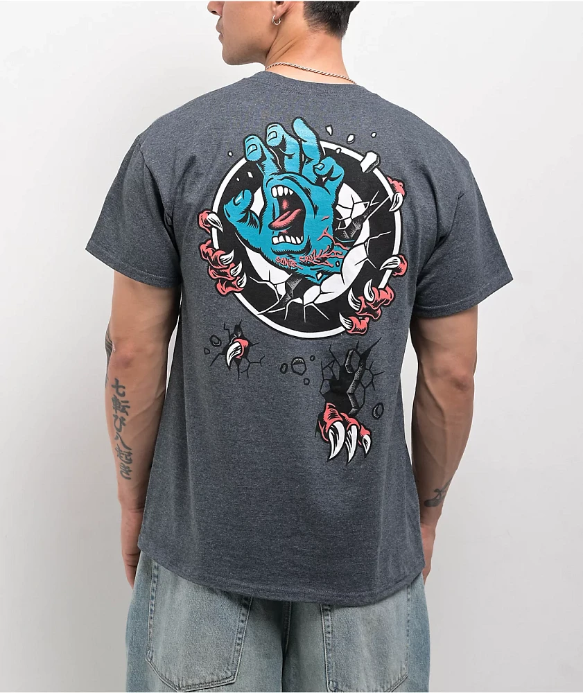 Santa Cruz Roskopp Screaming Target Grey T-Shirt