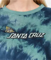 Santa Cruz Scattered Butterfly Blue Tie Dye Crop Long Sleeve T-Shirt