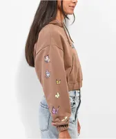 Santa Cruz Scattered Butterfly Brown Cropped Hoodie