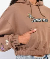 Santa Cruz Scattered Butterfly Brown Cropped Hoodie