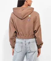 Santa Cruz Scattered Butterfly Brown Cropped Hoodie