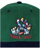 Santa Cruz Scratched Corduroy Green & Navy Snapback Hat