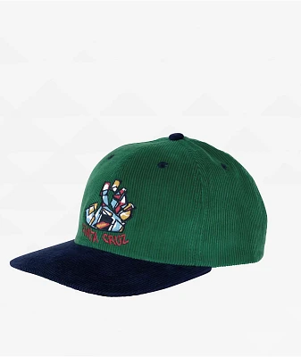 Santa Cruz Scratched Corduroy Green & Navy Snapback Hat