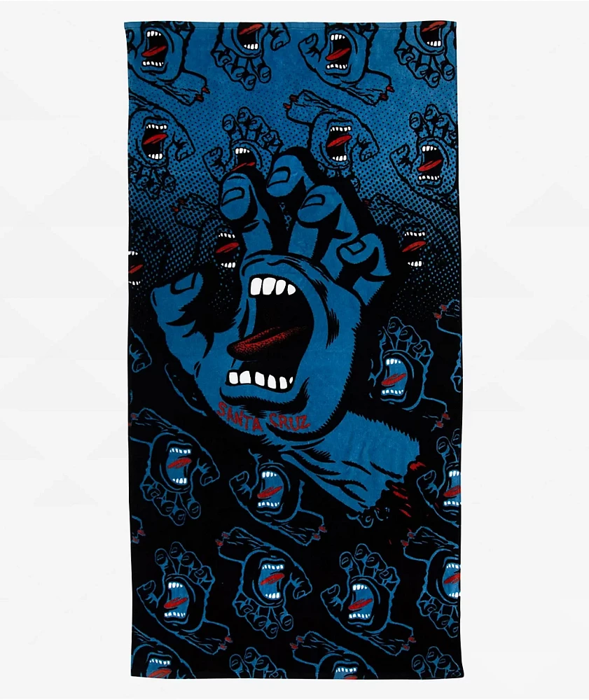 Santa Cruz Screaming Hand Black Beach Towel