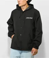 Santa Cruz Screaming Hand Flash Black Hooded Coaches Jacket 