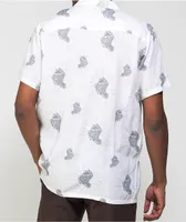 Santa Cruz Screaming Skull White Short Sleeve Button Up Shirt