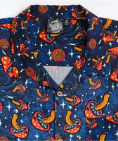 Santa Cruz Shroom Dot Navy Short Sleeve Button Up Shirt