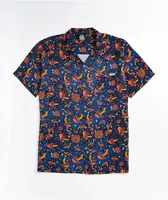 Santa Cruz Shroom Dot Navy Short Sleeve Button Up Shirt