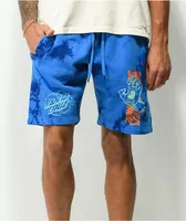 Santa Cruz Split Hand Broken Dot Blue Tie Dye Sweat Shorts