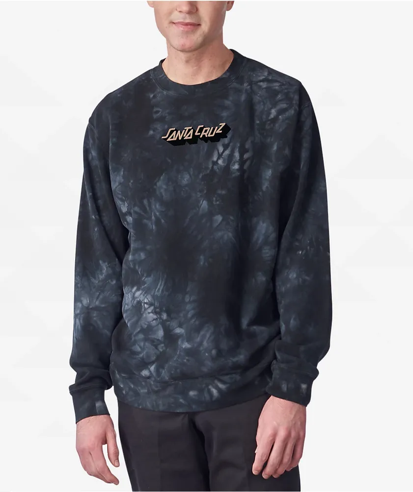 Santa Cruz Step Stripe Black Tie Dye Crewneck Sweatshirt