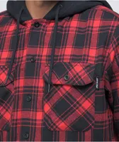 Santa Cruz Strip Red & Black Hooded Flannel Shirt