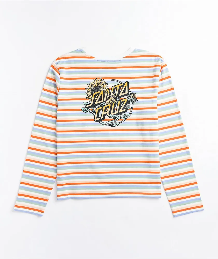 Santa Cruz Sunflower Dot Orange & White Stripe Long Sleeve T-Shirt