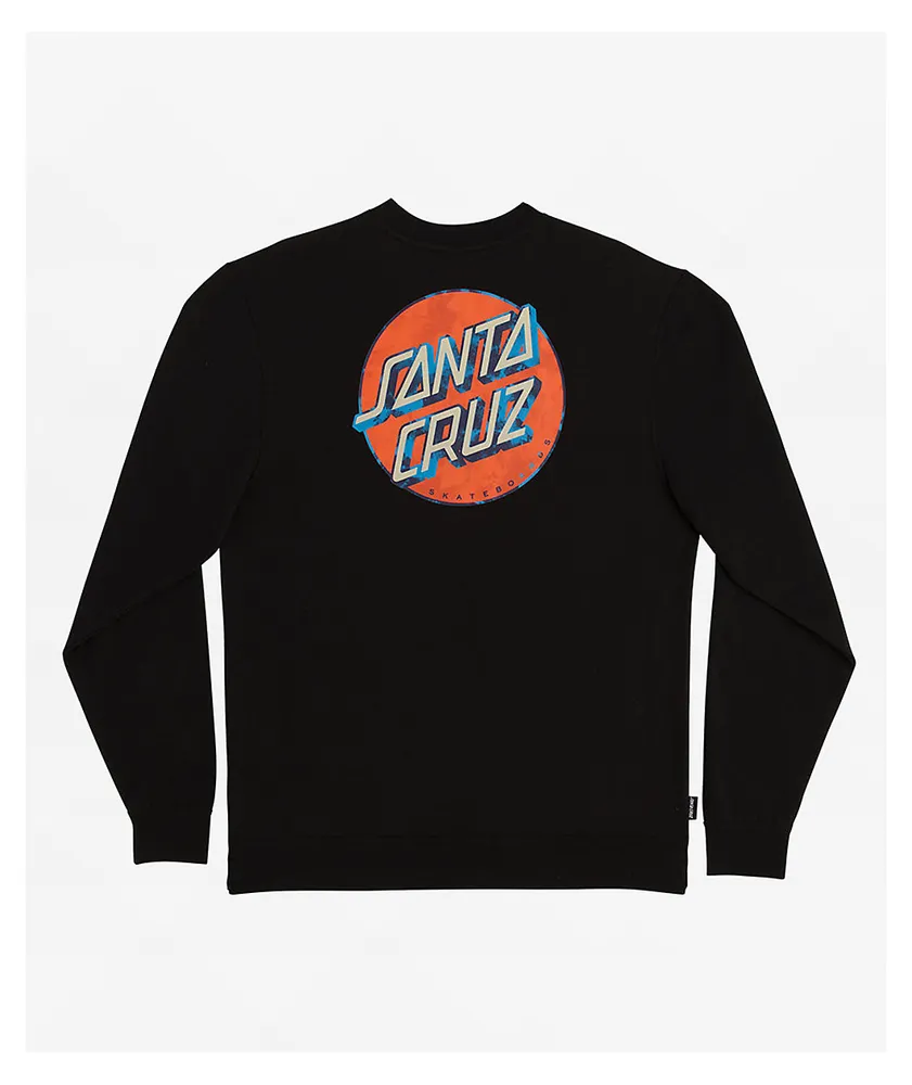 Santa Cruz Wash Dot Black Crewneck Sweatshirt