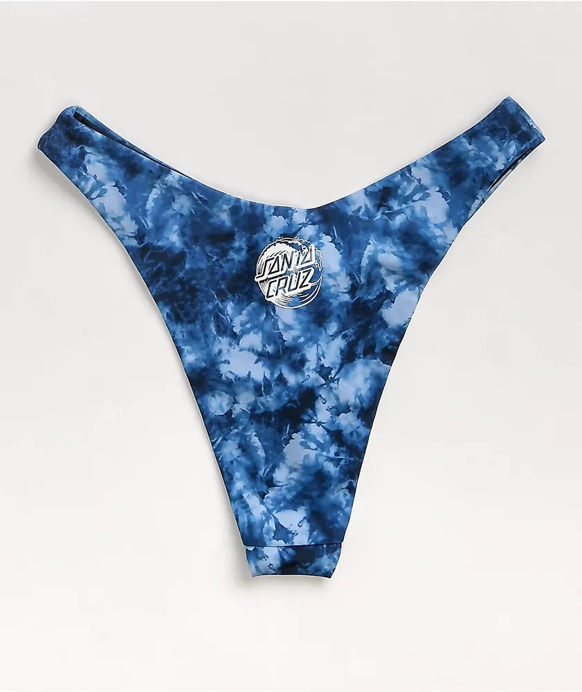 Santa Cruz Wave Dot Blue Tie Dye High Leg Bikini Bottom