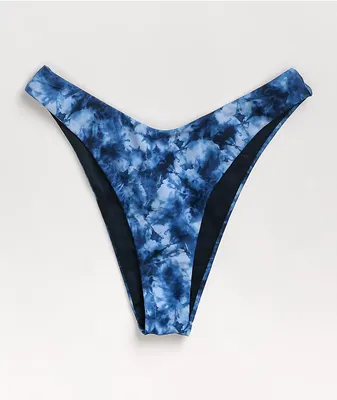 Santa Cruz Wave Dot Blue Tie Dye High Leg Bikini Bottom