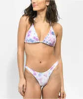 Santa Cruz Wave Dot Lilac Tie Dye Triangle Bikini Top