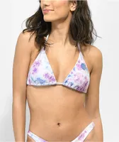 Santa Cruz Wave Dot Lilac Tie Dye Triangle Bikini Top