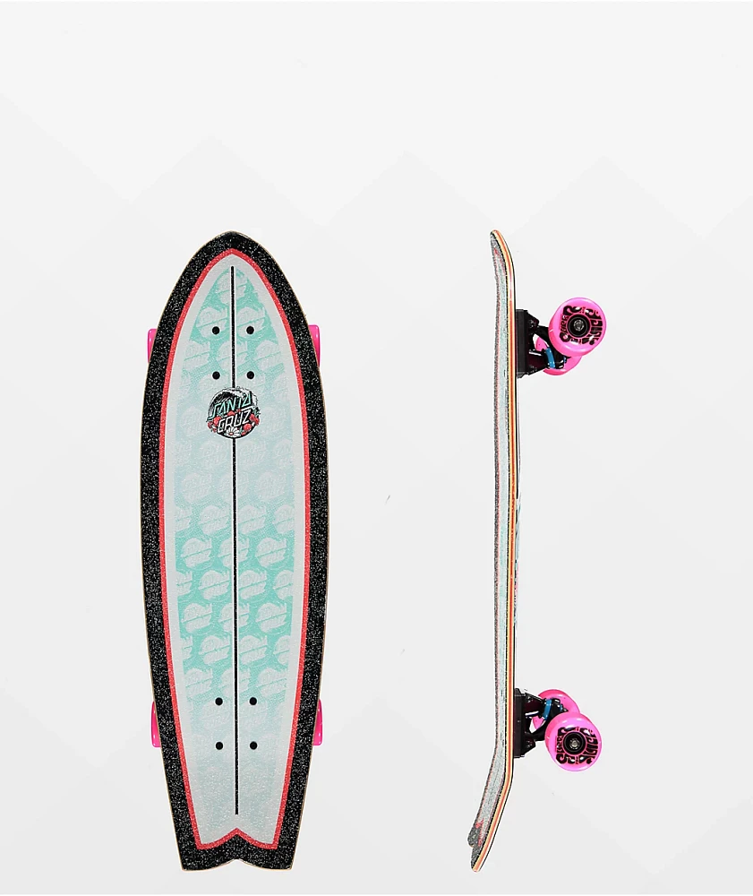 Santa Cruz Wave Dot Mushroom Shark 29.7" Cruiser Skateboard Complete