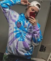 Santa Cruz Wave Dot Spiral Lavender & Blue Tie Dye Hoodie