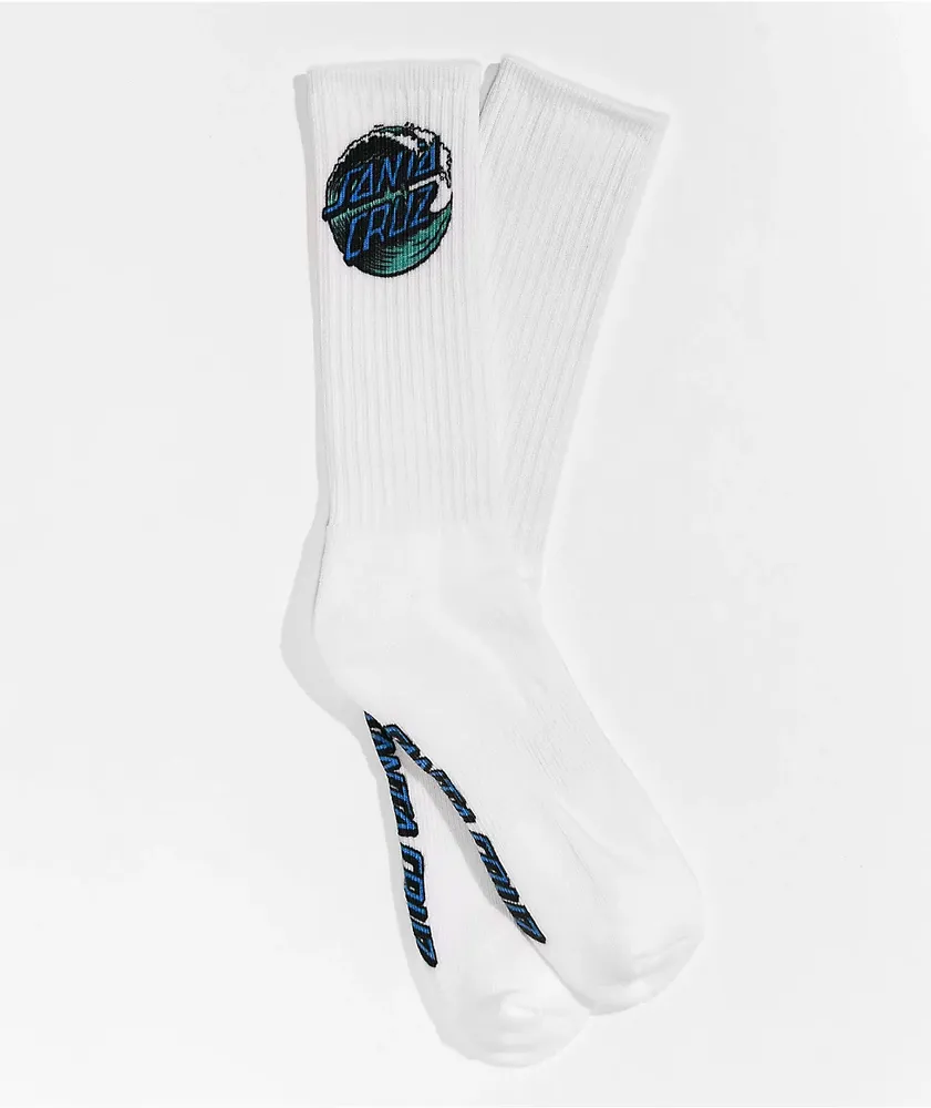 Santa Cruz Wave Dot White Crew Socks