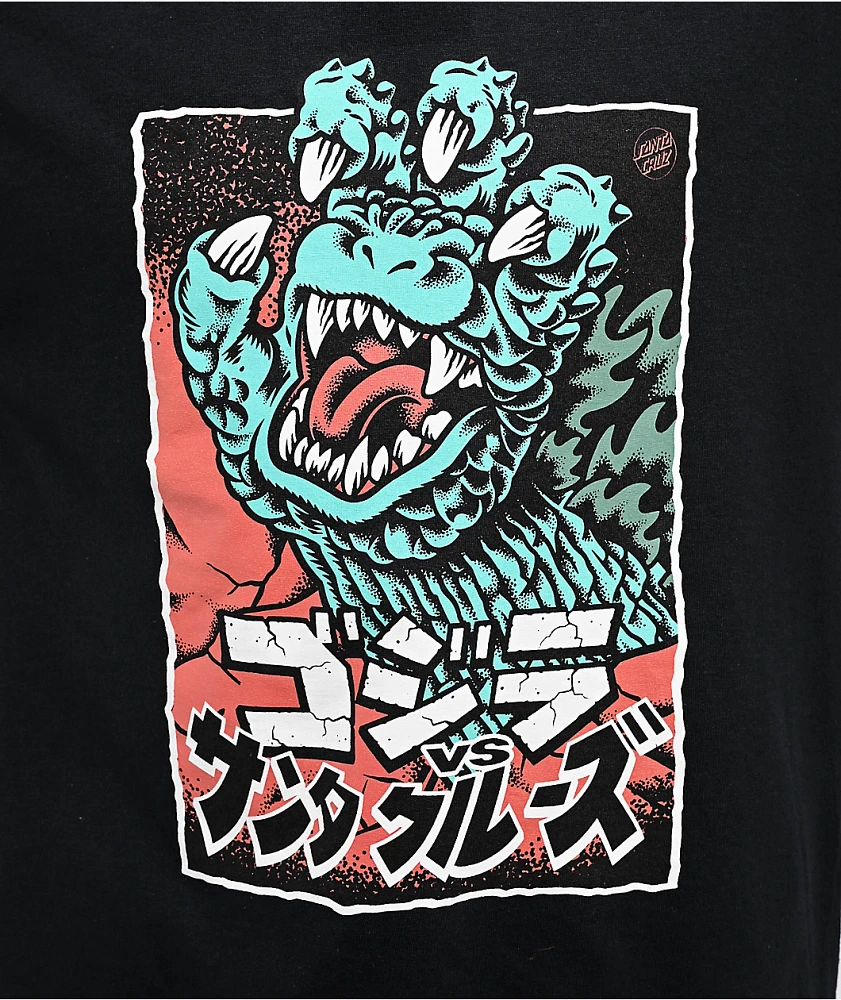 Santa Cruz x Godzilla Hand Black T-Shirt