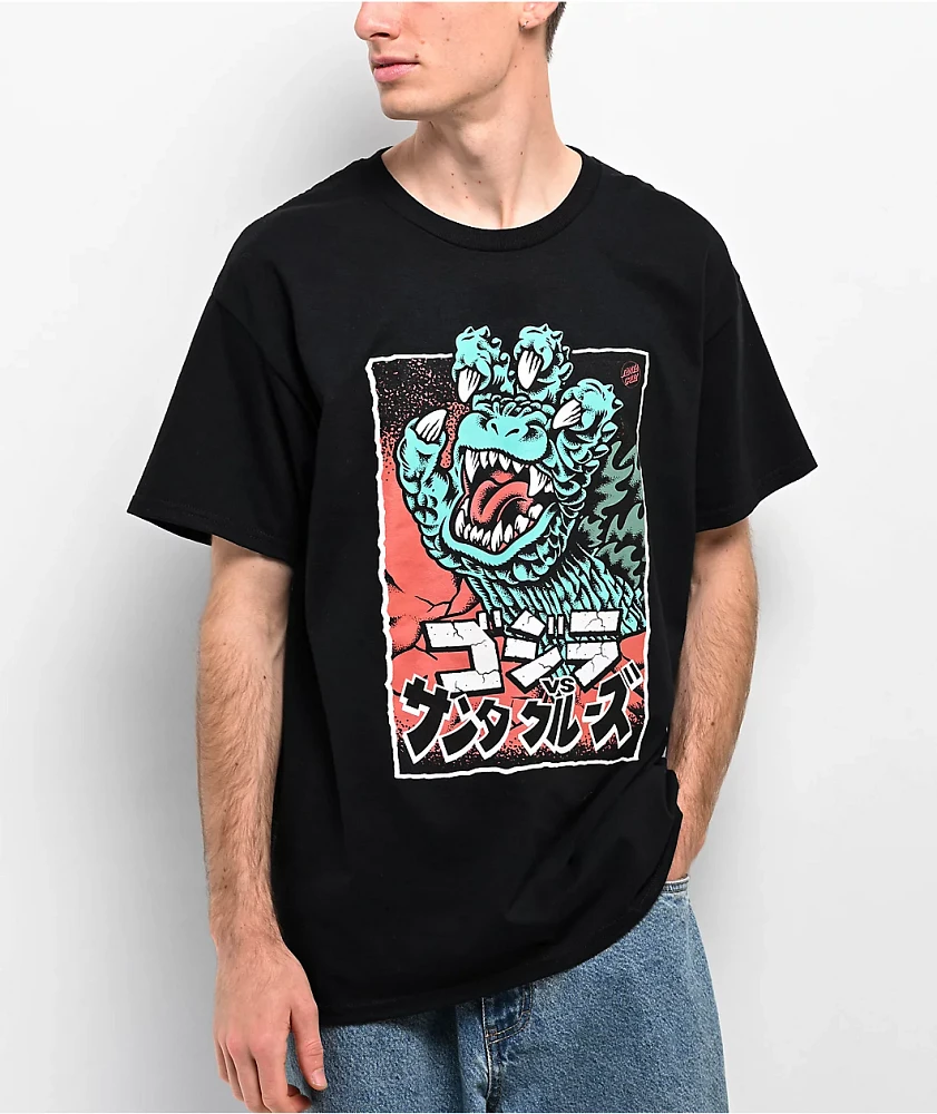 Santa Cruz x Godzilla Hand Black T-Shirt