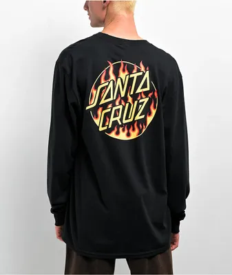 Santa Cruz x Thrasher Flame Dot Black Long Sleeve T-Shirt