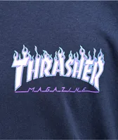 Santa Cruz x Thrasher Flame Dot Navy Long Sleeve T-Shirt